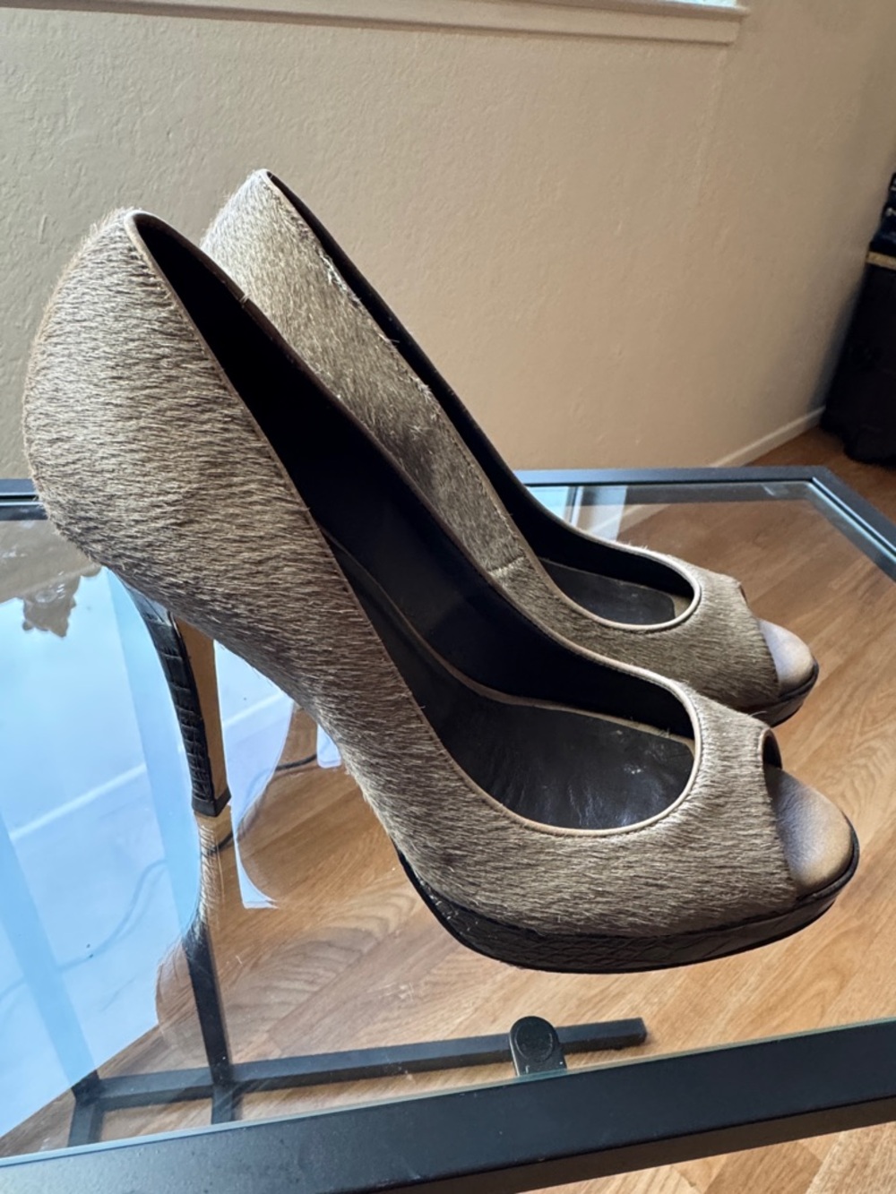 Cole Haan Taupe Peep-Toe Heels 4"